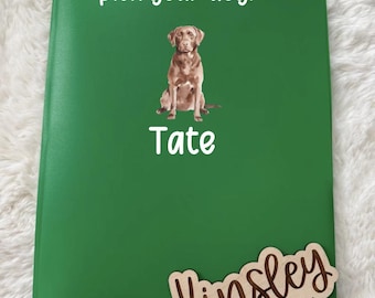Plastic Pocket Folder w/ Name, preppy dog name personalized custom 3-Prong Folder, subject boys bow Back to School supplies
