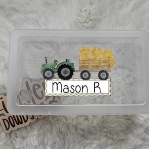 tractor boys custom name football sports Personalized Pencil Box Back to School preppy, Supplies Art Box Custom name Box