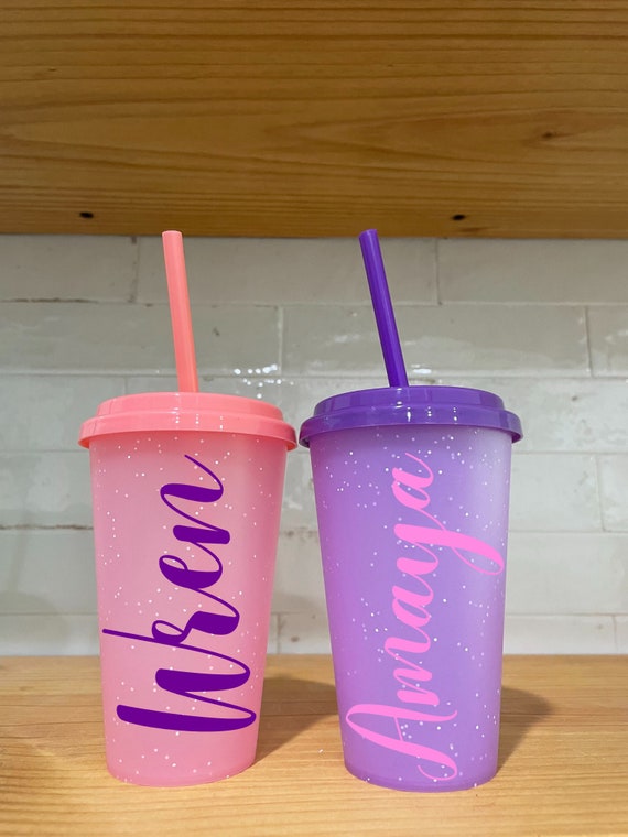 12oz Glitter Kids Tumbler Cup Personalized, Pool Party Favors