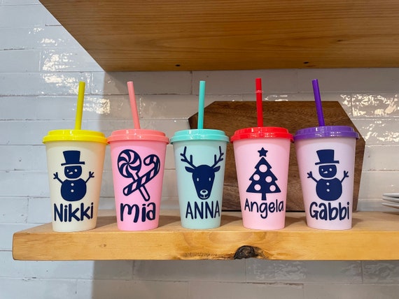 Christmas Cup Personalized Kids Tumbler, Color Changing Kids Cup