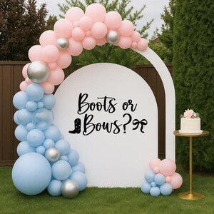DECAL ONLY bows or boots Gender Reveal, arch Gender Reveal Backdrop  Boy or Girl Wall Decal for Balloon Gender Reveal Sticker Baby Shower