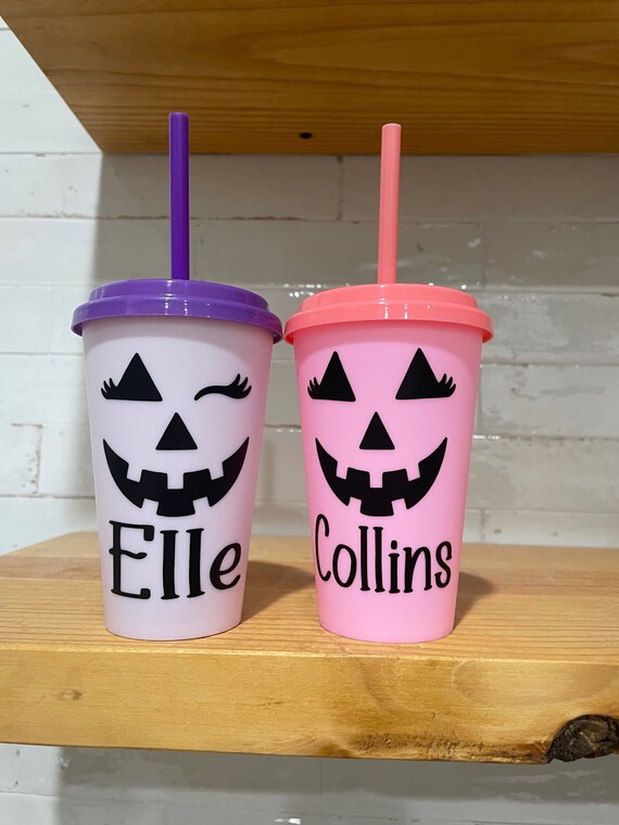 Halloween Kids Personalized Cups With Straws Personalized