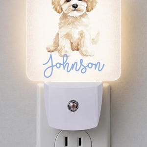 Personalized cavapoo doodle dog Night Light, kitchen bathroom decor Fall Night Light, last name Decor Preppy Grandmillennial