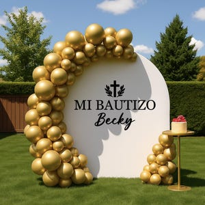 MI BAUTIZO Baptism Wall Decal for Balloon Arch, Personalized Name and Cross Wall Decal for Balloon Arch, Baptism Party Decorations
