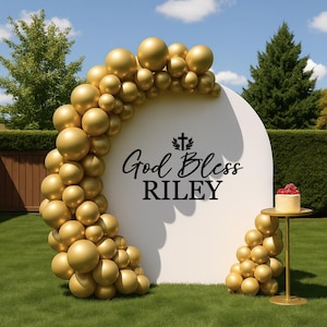 Personalized god bless Baptism vinyl Decal, Baptism Party Backdrop Personalized Name and Cross Wall Decal for Balloon Arch