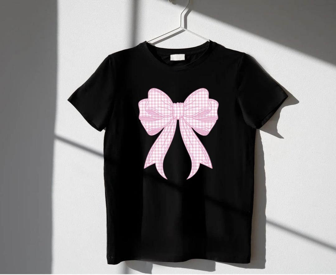 Bow Gingham Laser Cut Detail Tee -Off White main image 1
