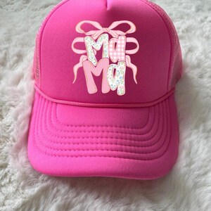 Mama trucker hat, pink coquette grandmillenial floral women’s trucker hat, lake hat, river hat, vacation hat, ladies trucker hat