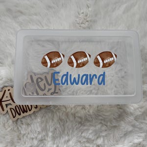 sports custom name football Personalized Pencil Box Back to School preppy, Supplies Art Box Custom name Box