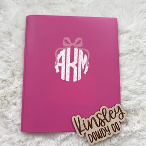 girls monogram Plastic Pocket Folder w/ Name, preppy name personalized custom 3-Prong Folder, subject boys bow Back to School supplies