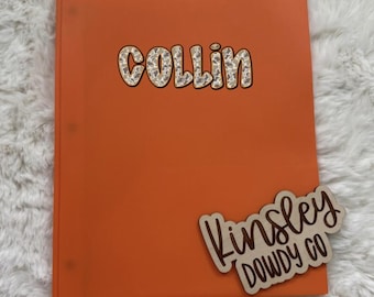 Plastic Pocket Folder w/ Name, camo name personalized custom 3-Prong Folder, subject boys bow Back to School supplies