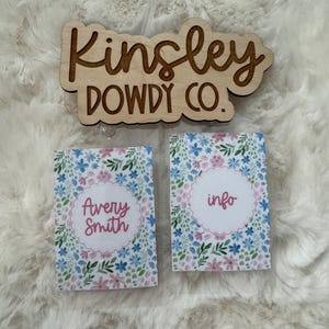 thick 10ml custom flower bow pink gingham Bow Bag Tag Pink Watercolor Back to School Backpack Tag Laminated Baby Girl Diaper Bag Tag Kid Tag