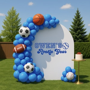 DECAL ONLY Baseball Rookie Year Birthday Party Backdrop, sports Theme Birthday Backdrop, First Birthday Balloon Arch