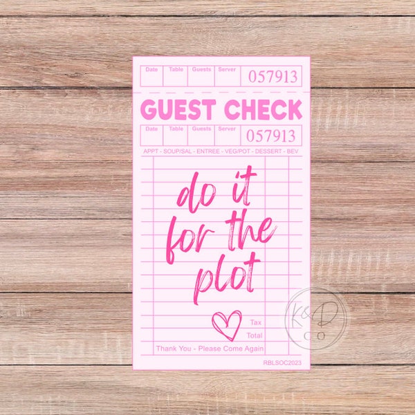 do it for the plot Sticker, guest check magnet coquette book Stickers, Gifts for Readers, Bookish Laptop Sticker, Book Lover
