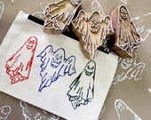 Hand Carved Halloween Ghost combo(pack of 3) Wooden Block, Textile Printing Stamp, Handmade Wooden Block, Indian Wooden Craft Blocks