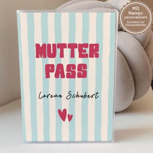 Mutterpasshülle personalisiert mit Namen, vintage türkis creme bordeaux, Geschenkidee werdende Mama, Umschlag für Mutterpass,