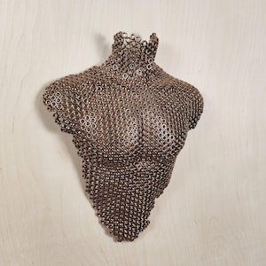 Handmade metal wall sculpture –  3D male torso in antique gold for modern interiors