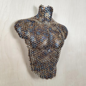Stainless Steel Nuts Male Torso Sculpture - Handmade Industrial Art