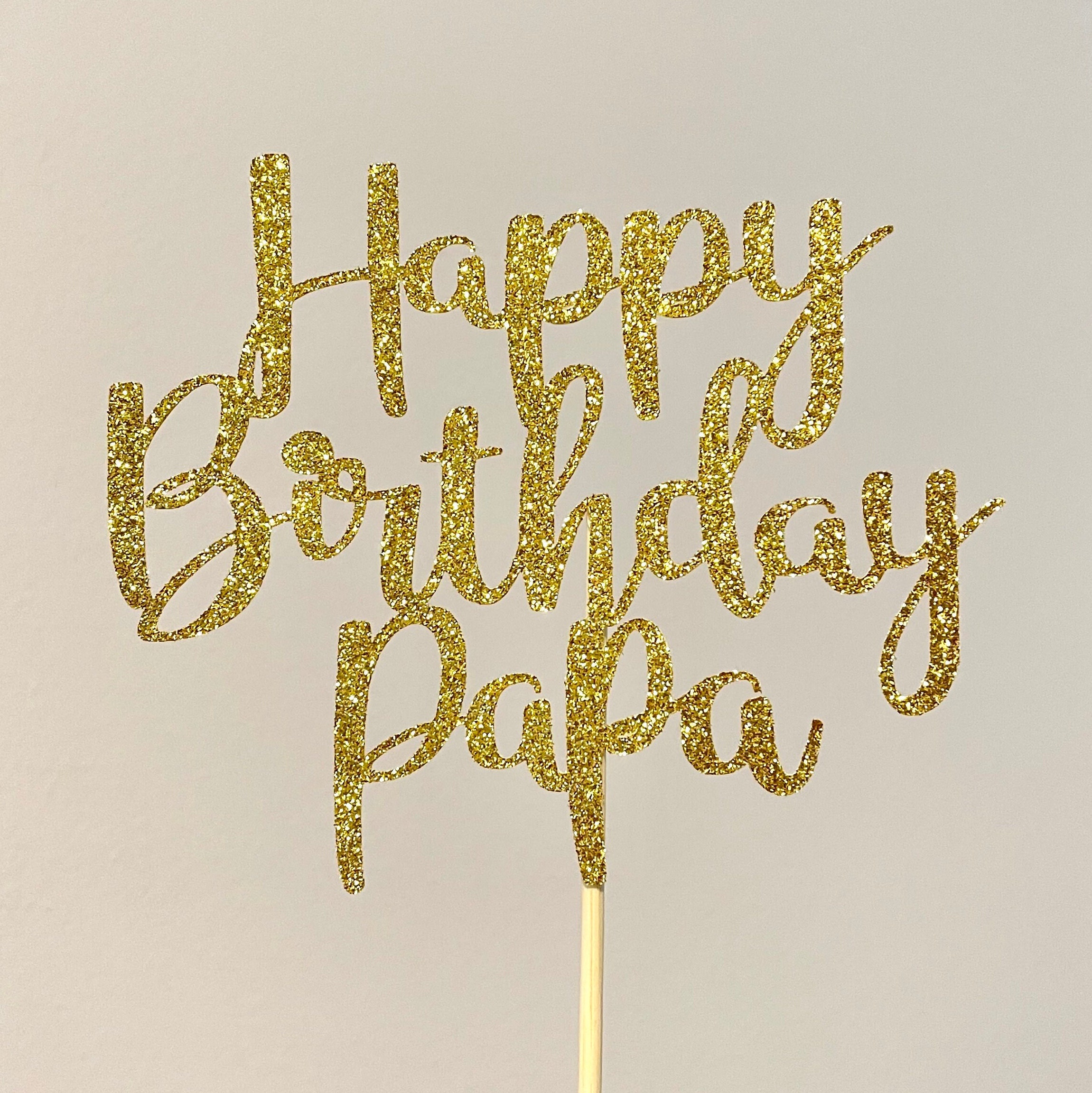 Rose Gold Glitter Happy Birthday Cake Topper Personalized | Etsy