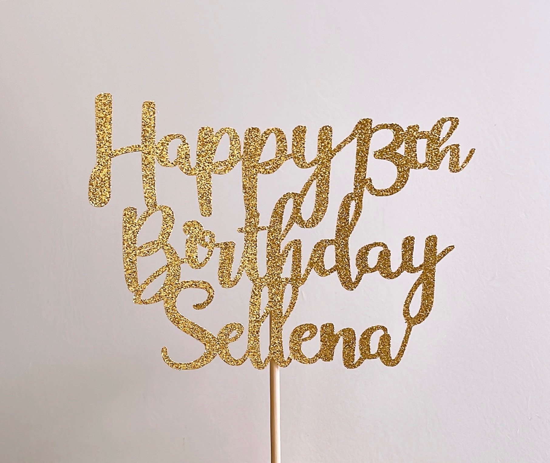 Rose Gold Glitter Happy Birthday Cake Topper Personalized - Etsy
