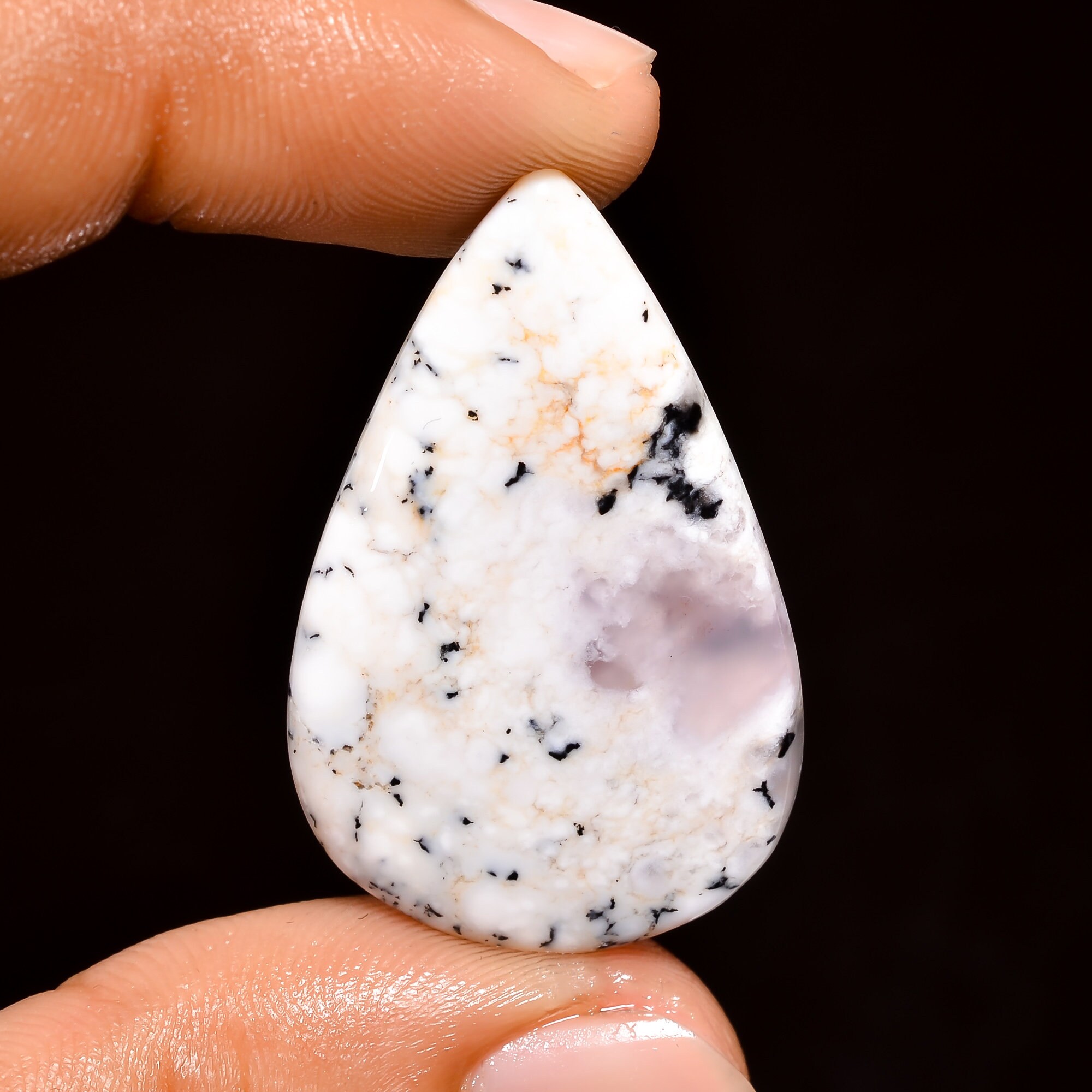 Fantastic Top Grade Quality 100% Natural Yellow Dendrite Opal Pear Shape Cabochon Loose Gemstone For Making Jewelry 37.5 Ct 34X25X6mm SB9588