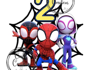 Descarga digital instantánea Spidey y sus increíbles amigos inspiraron el topper de pastel, DIY, toppers de pastel de última hora, alta resolución de más de 300DPI, PNG