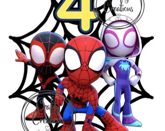 Instant Digital Download Spidey and his amazing friends inspired cake topper, DIY, Last minute cake toppers, High resolution over 300DPI,PNG