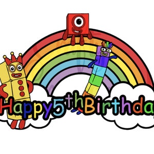 Sofort Downloadable Cake Topper Zahl 5 Zahlenblocks inspiriert Cake Topper, Print at home, Last minute, Party Dekoration, Kinderparty,