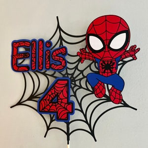 Personalised Spider-Man cake topper with the option of added Stickers Spidey image 1