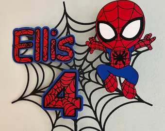 Personalised Spider-Man cake topper with the option of added Stickers - Spidey
