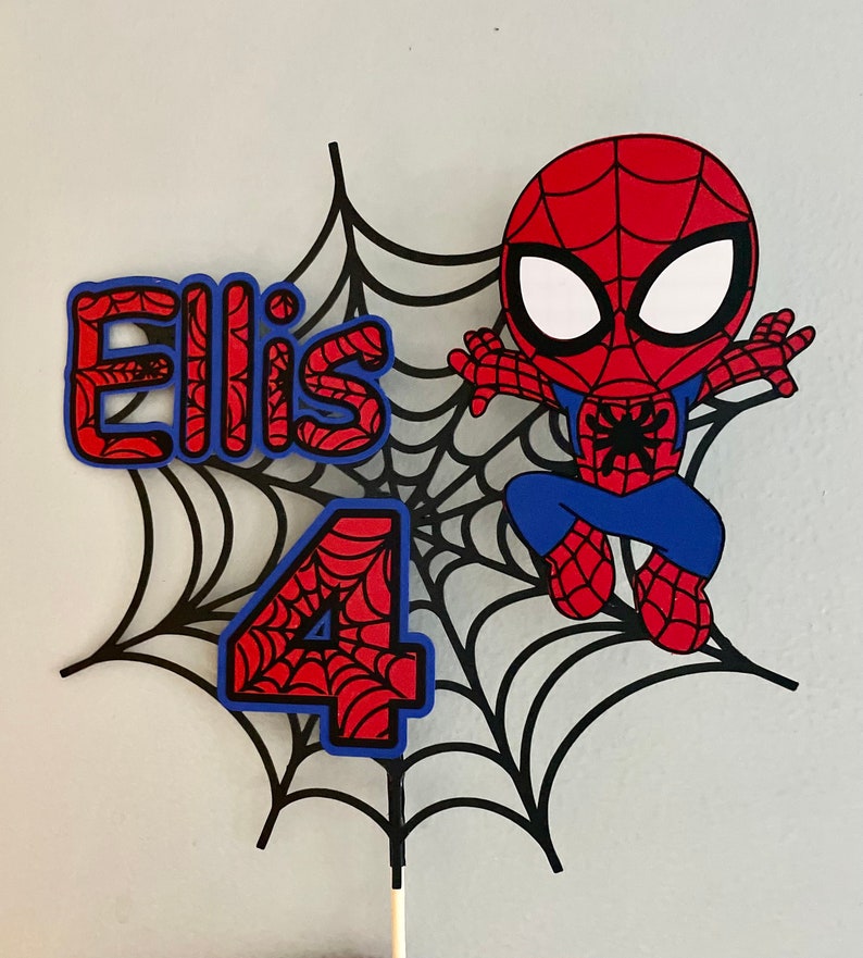 Personalised Spider-Man cake topper with the option of added Stickers Spidey Spidey Name & Number