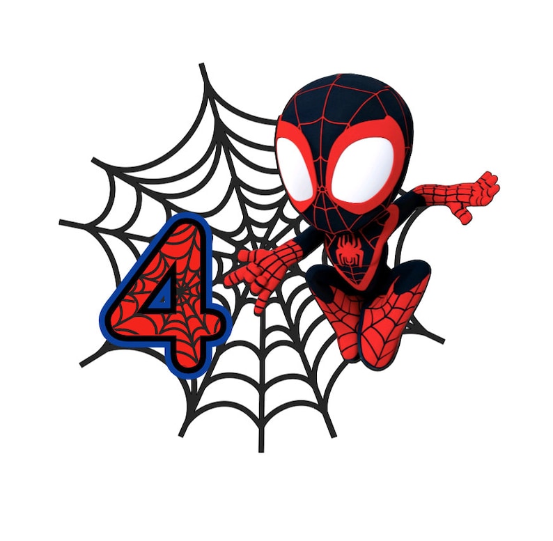 Personalised Spider-Man cake topper with the option of added Stickers Spidey Spin Number Only