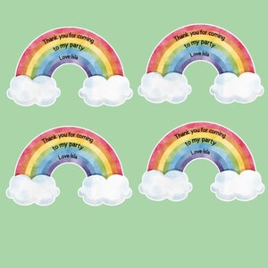 PRE-CUT Stickers - Personalised Rainbow Stickers - Party bags, thank you, Sparkly, High Gloss, Matt, Holographic, Shiny