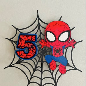 Personalised Spider-Man cake topper with the option of added Stickers Spidey Spidey Number Only