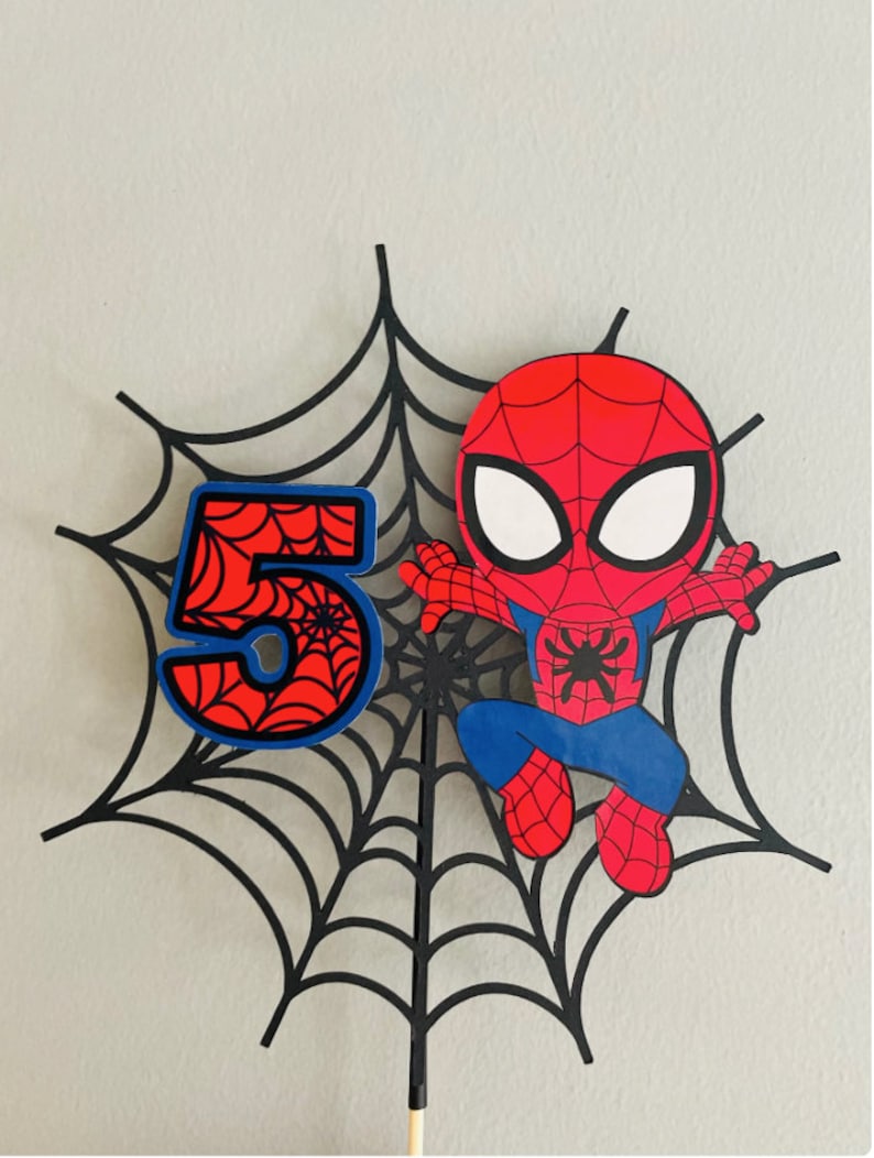 Personalised Spider-Man cake topper with the option of added Stickers Spidey image 9