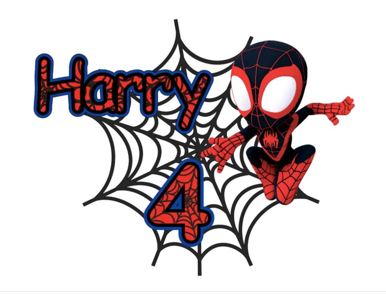Personalised Spider-Man cake topper with the option of added Stickers Spidey Spin Name & Number