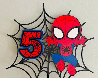 Personalised Spider-Man Spidey inspired cake topper (number only) with the option of added stickers