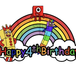 Sofort Downloadable Cake Topper Zahl 5 Zahlenblocks inspiriert Cake Topper, Print at home, Last minute, Party Dekoration, Kinderparty,