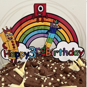 Nummer 5 Numberblocks inspirierte Tortenfigur, Tortendeko, Print at home, Last Minute, Partydekoration, Kinderparty,