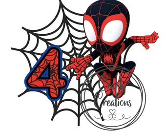 Spin - Spidey inspired cake topper, Print at home, DIY, Last minute, Party decorations, cakes, age 4, spider-man black web