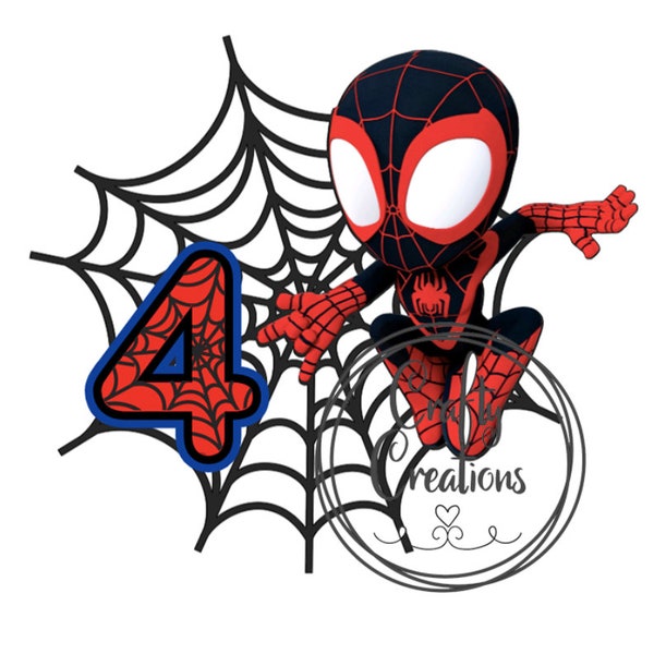 Spin - Spidey inspired cake topper, Print at home, DIY, Last minute, Party decorations, cakes, age 4, spider-man black web