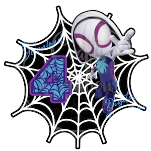 Gwen Spidey inspirierter Cake Topper, Print at home, DIY, Last Minute, Partydekoration, Kuchen, Alter 4, Spider-Man