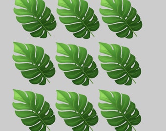 15 x Precut Edible Leaf cake toppers, Dinosaurs, jungle, plants, Cupcakes