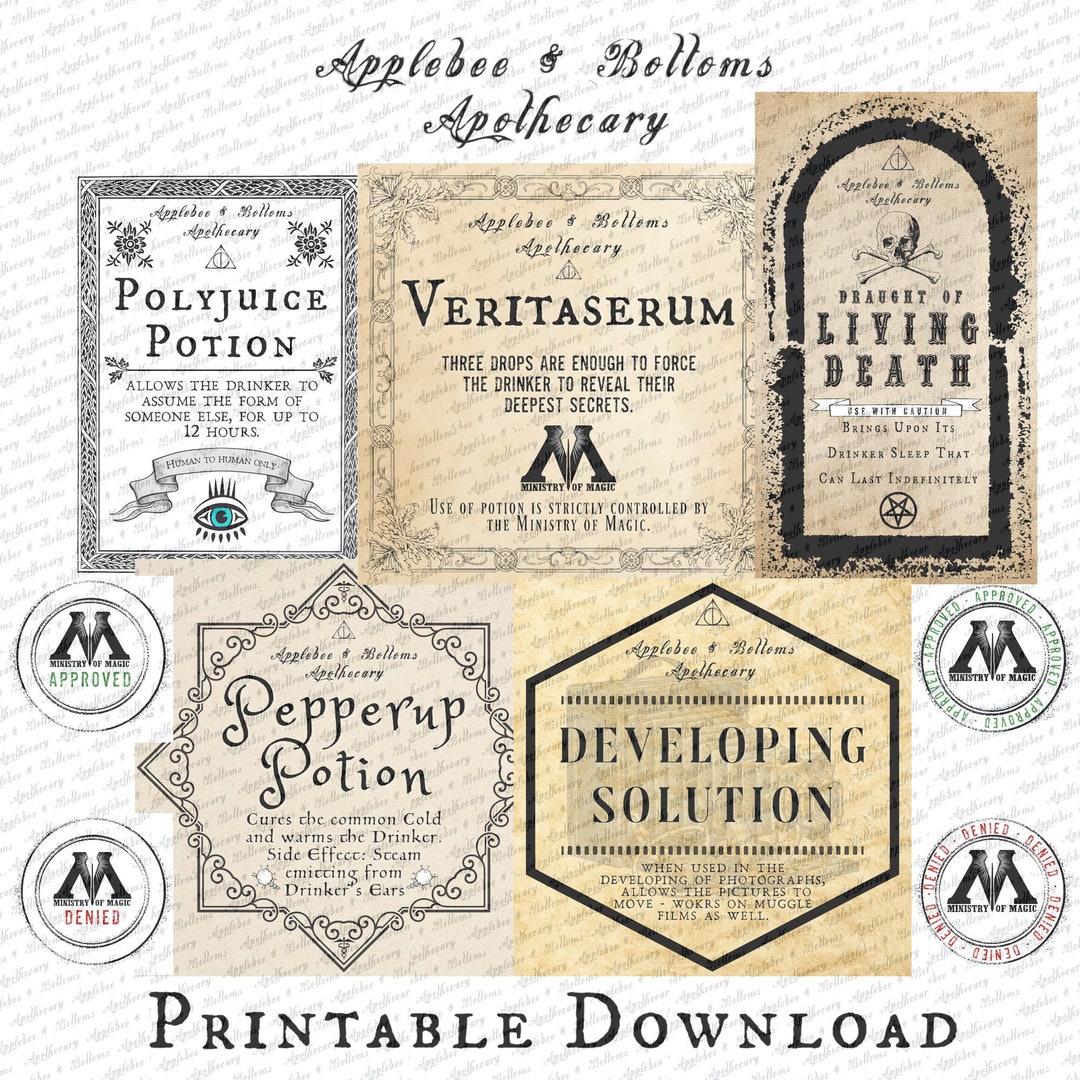 Printable Downloadable Potion Labels for Your Own Potion Collection ...