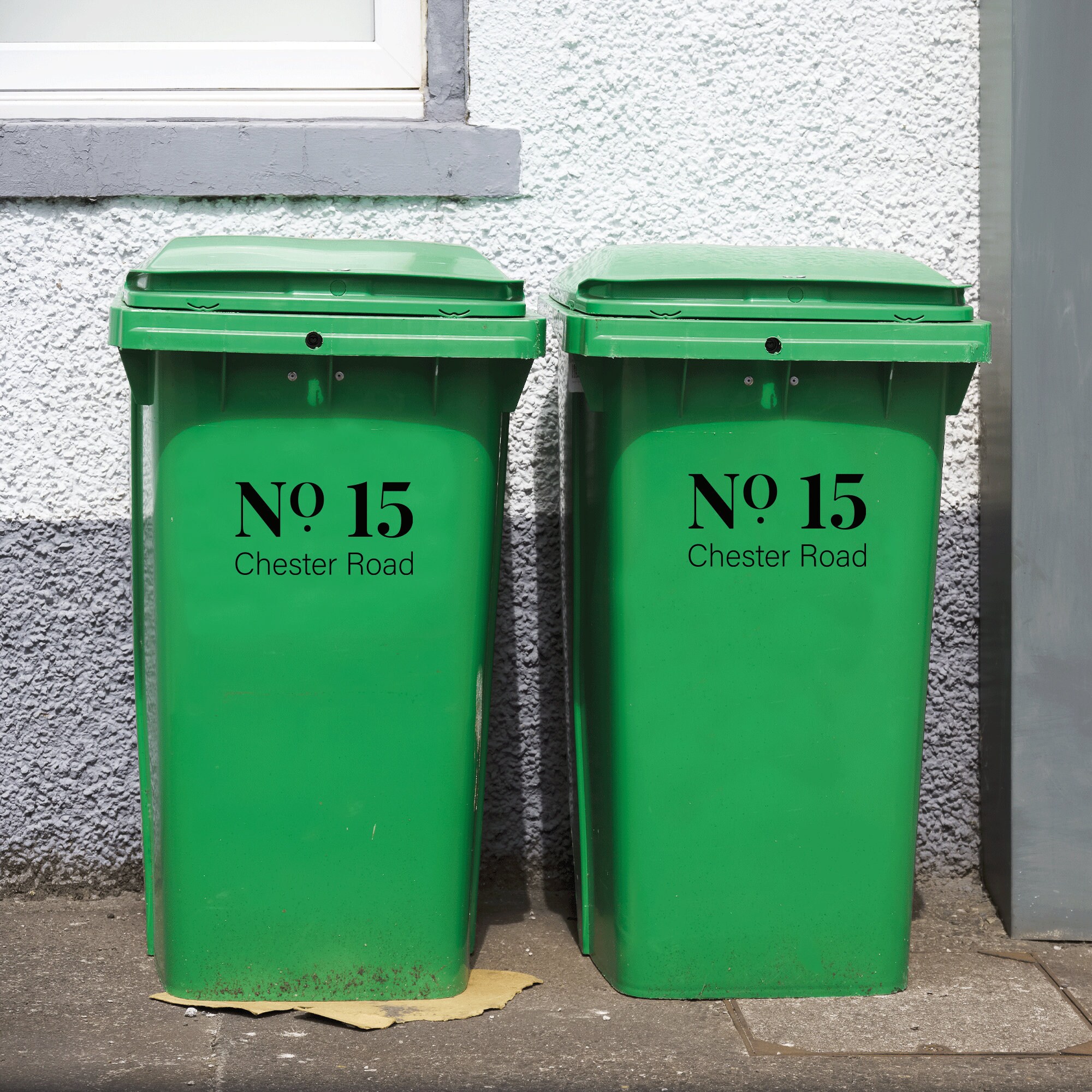 Personalised Wheelie Bin Stickers Door Vinyl Set of 3 or 4 Vinyl Decal