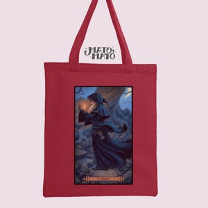 Hermit Tarot Art Print Tote bag, Stevig met lange handvatten, Biologisch en Fair Trade, Tarot Wall Art, Tarot Shirt, Esthetische Print, Uniek cadeau