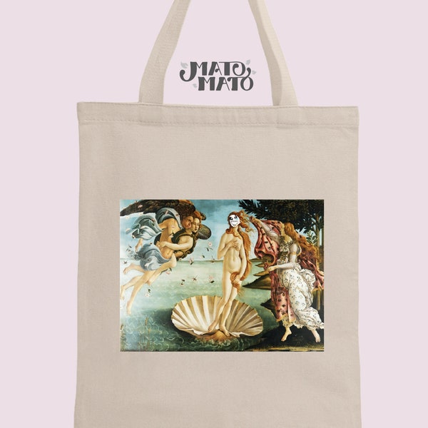 The Birth of Venus Meme Tote Bag, Funny totes and gag gifts, cool memes and art remixes, altered paintings, Unique Gift Premium Cotton