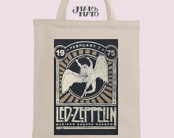 Led Zeppelin Tour Poster Tote Bag, Rock Band Totes, Cotton Canvas Bags With Led Zeppelin Print, Cool Gifts For Music Lovers, Unique Gift