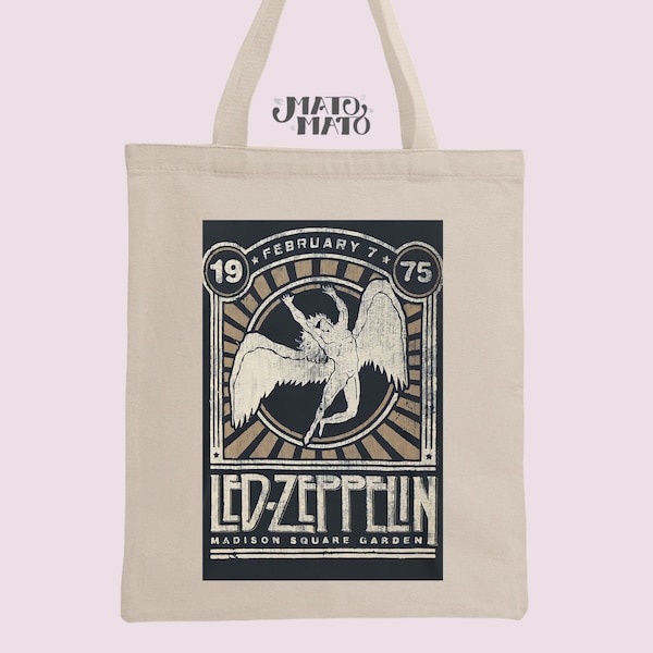 Led Zeppelin Tour Poster Tragetasche, Rock Band Tragetaschen, Baumwollsegeltuchtaschen mit Led Zeppelin Druck, coole Geschenke für Musikliebhaber, einzigartiges Geschenk