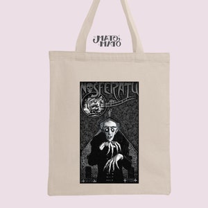 Torba typu Tote Nosferatu, Vintage Horror Print, Wampir, Halloween, Długie uchwyty, Lekka, ale wytrzymała, Prezenty vintage, Prezent dla miłośnika filmów