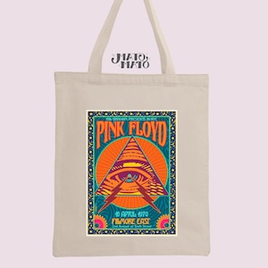 Pink Floyd Concert Poster Print Tote Bag, The Music Lover Unique Gift, Rock Music Musician Premium Cotton Tote